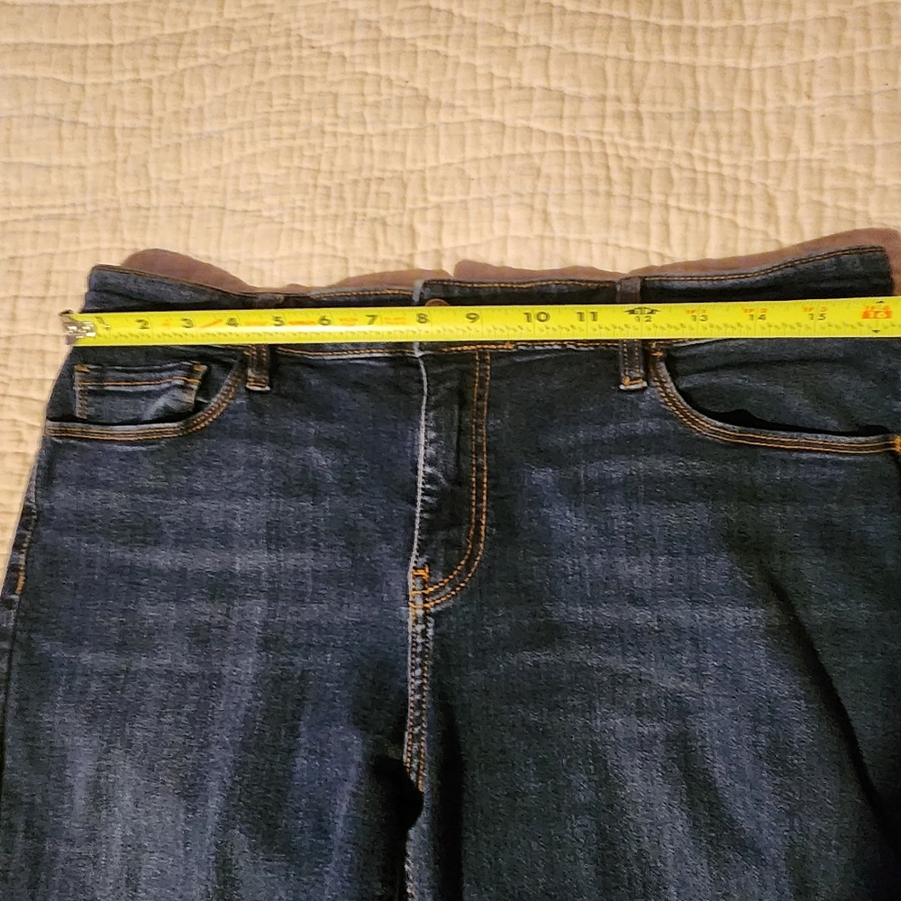 Studio Blue Womens Sz 32 Jeans Mid Rise Dark Wash Tapered Leg  Frayed Hem - Picture 8 of 11